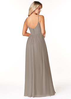 Azazie Rayna Bridesmaid Dresses Taupe A-Line V-Neck Pleated Chiffon Dress image2