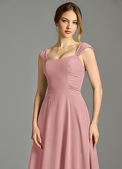 Azazie Oasis Bridesmaid Dresses Dusty Rose A-Line with Pockets Chiffon Dress image3