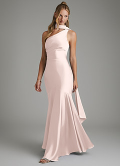 Azazie Amara Brudtärnklänningar Klänning av Sjöjungfru i Stretch Satin One-shoulder Rodnande Rosa image5