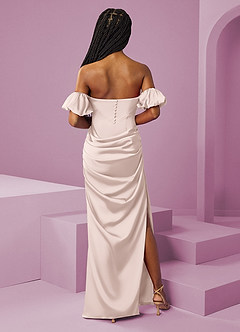 Barbie ♥ Azazie Jurken voor bruidsmeisjes Converteerbaar Jurk van Stretch Satijn met Kolom Off the Shoulder Blozend Roze image17