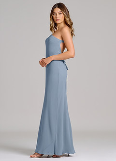 Azazie Monroe 신부 들러리 드레스 쉬스 한쪽 어깨 쉬폰 바닥 길이 드레스 image5