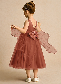 Azazie Pear Flower Girl Dresses Auburn Ball-Gown Bow Tulle Dress image5