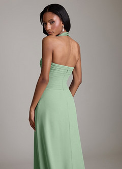 Azazie Clarisa Bridesmaid Dresses Matcha A-Line Pleated Chiffon Dress image4