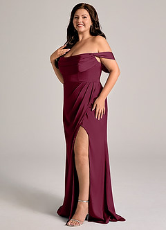 Azazie Johana Bridesmaid Dresses Mulberry Mermaid Off the Shoulder Stretch Satin Convertible Dress image10