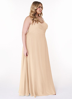 Azazie Davis Jurken voor bruidsmeisjes Jurk van Chiffon met A-Lijn V-hals Zand image5