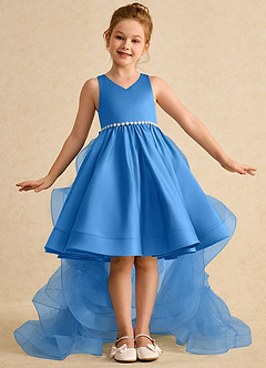 Azazie Julietta Flower Girl Dresses Blue Jay Ball-Gown Convertible Tulle Dress image2