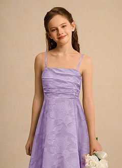 Azazie Pebbles Junior Formal Jurken voor bloemenmeisjes A-Lijn Jurk van Bloemen Burn-out Geplooid Lila image2