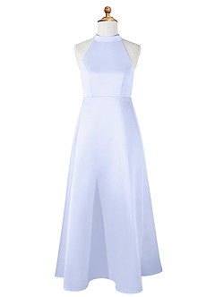 Azazie Laurel Junior Robe Trapèze en Mat Satiné Lavande image6