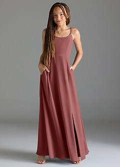 Azazie Moira Junior Amethyst A-Line with Pockets Chiffon Dress image4