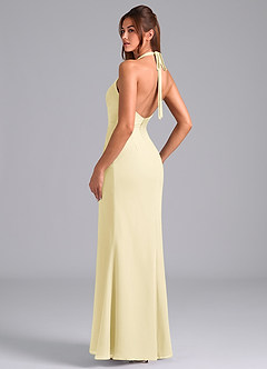 Azazie Valerie Vestidos de damas de honor Vestido de Sorbete De Limón de Gasa de Corte Sirena con Plisado image5