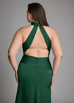 Azazie Gracelynn Robes de demoiselle d'honneur Robe Fourreau en Satin extensible Plissé Vert Foncé image15