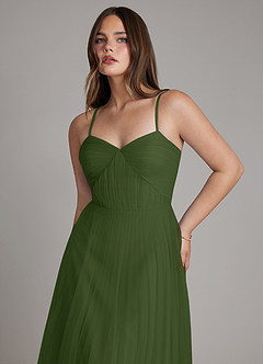 Azazie Teagan Bridesmaid Dresses Olive A-Line Sweetheart Neckline Tulle Dress image6
