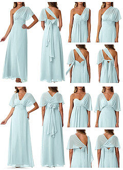 Azazie Fifi Robes de demoiselle d'honneur Robe Trapèze Convertible en Mousseline de soie Sans bretelle Brume image10