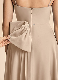 Azazie Bear Junior Taupe A-Line Pleated Chiffon Dress image6