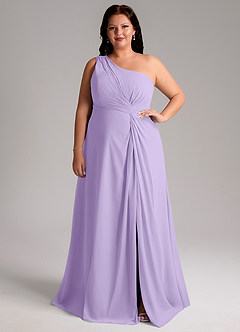Azazie Brooke Robes de demoiselle d'honneur Robe Trapèze en Mousseline de soie Ue épaule Lilas image8