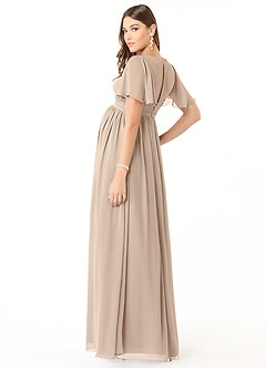 Azazie Verna Vestidos de dama de honra para maternidade Vestido Linha A Ruched Comprimento do chão Chiffon image4