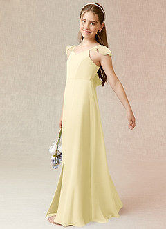 Azazie Everett Junior Linia A Szyfon Długość podłogi Młodsza druhna Sukienka image3