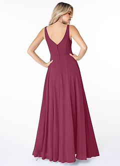 Azazie Calvi Bridesmaid Dresses Mulberry A-Line Ruched Chiffon Dress image2