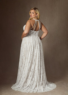 Azazie August Robes de mariée Robe Trapèze en Dentelle Blanc De Diamant image8