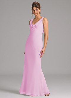 Azazie Rylina Abiti da Damigella Abito Sirena in Chiffon Plissettato Rosa Confetto image4