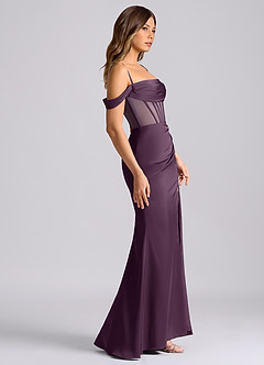 Azazie Alyce Final Sale Plum Mermaid Off the Shoulder Stretch Satin Convertible Dress image3