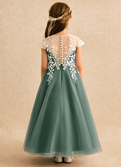 Azazie Dandelion Flower Girl Dresses Eucalyptus Ball-Gown Lace Dress image5