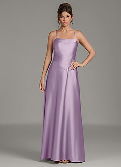 Azazie Eris Bridesmaid Dresses Frosted Lilac A-Line Pleated Stretch Satin Dress image3