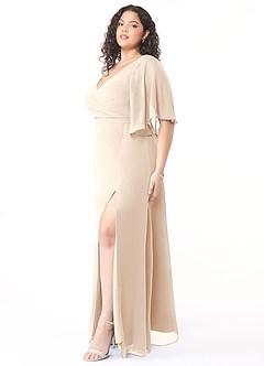 Azazie Cierra Bridesmaid Dresses White Alabaster A-Line V-Neck Chiffon Dress image11