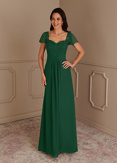 Azazie Gwenyth Kleider für die Brautmutter A-Linie Spitze Chiffon Kleid Dunkelgrün image3