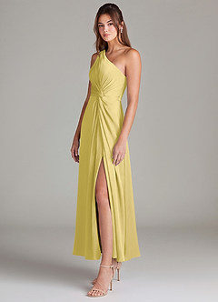 Azazie Brooke Suknie dla druhen Linia A Jedno ramię Satyna elastyczna Długość kostki Sukienka image5