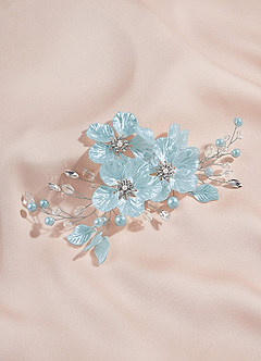 front White Floral And Pearl Crystal Hair Clip