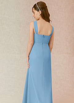 Azazie Denice Junior Steel Blue A-Line Chiffon Dress image7