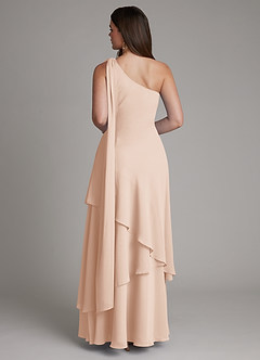 Azazie Monique Bridesmaid Dresses English Rose A-Line One Shoulder Chiffon Dress image2