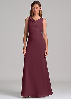 Azazie Nerine Brudtärnklänningar Klä av A-Linje i Chiffong Plisserad Cabernet image4