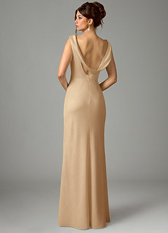Azazie Kieryn Bridesmaid Dresses Champagne Mermaid Pleated Stretch Satin Dress image6