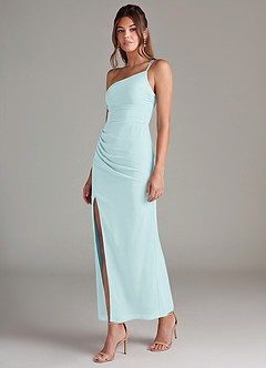 Azazie Eren Brautjungfernkleider Meerjungfrau-Linie One-Shoulder Chiffon Kleid Seegrün image5