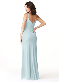 Azazie Deandra Bridesmaid Dresses Mist Mermaid Pleated Mesh Dress image4