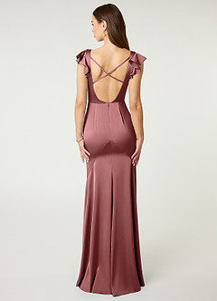Azazie Vero Bridesmaid Dresses Amethyst Sheath Ruched Stretch Satin Dress image2