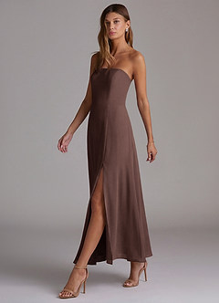 Azazie Wren Bridesmaid Dresses Ganache A-Line Strapless Chiffon Dress image3