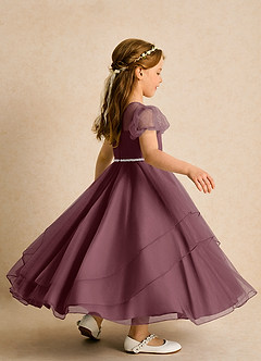 Azazie Duckie Abiti da Ragazza di Fiori Abito Principessa in Tulle Plissettato Sangria image2