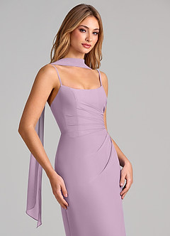 Azazie Calandra Bridesmaid Dresses Wisteria Sheath Pleated Chiffon Dress image6