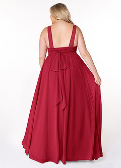 Azazie Kora Robes de demoiselle d'honneur Robe Trapèze en Mousseline de soie Plissée Écarlate image8