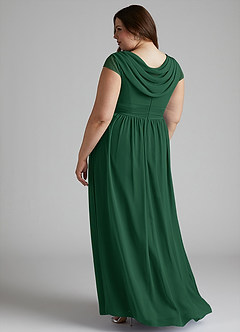 Azazie Organa Vestidos de damas de honor Vestido de Verde Oscuro de Gasa de Corte en A con Plisado image10
