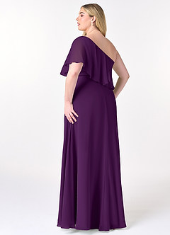 Azazie Lizzy Final Sale Grape A-Line One Shoulder Chiffon Dress image11