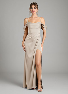 Azazie Johana Bridesmaid Dresses Frost Mermaid Off the Shoulder Stretch Satin Convertible Dress image3
