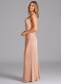 Azazie Lusinda Robes de demoiselle d'honneur Robe Sirène en Satin extensible Sans bretelles Or Rose image5