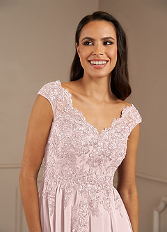 Azazie Amethyst Mother of the Bride Dresses Blushing Pink A-Line V-Neck Sequins Chiffon Dress image7