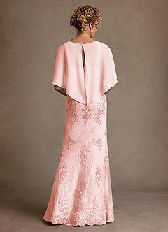 Azazie Amrita Mère de la mariée Robes Robe Sirène en Mousseline de soie Dentelle Rose Pâle image3