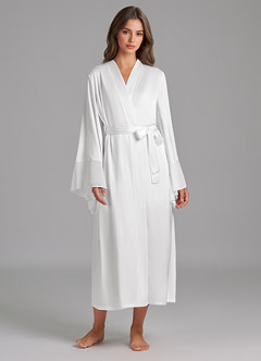 front Eleganter weißer Satin-Bademantel