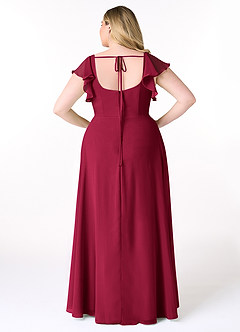 Azazie Bondi Brautjungfernkleider A-Linie Gekräuselt Chiffon Kleid Burgunderrot image2
